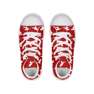 KuL Jay Pattern Orig Red and White.png Kids Hightop Canvas Shoe