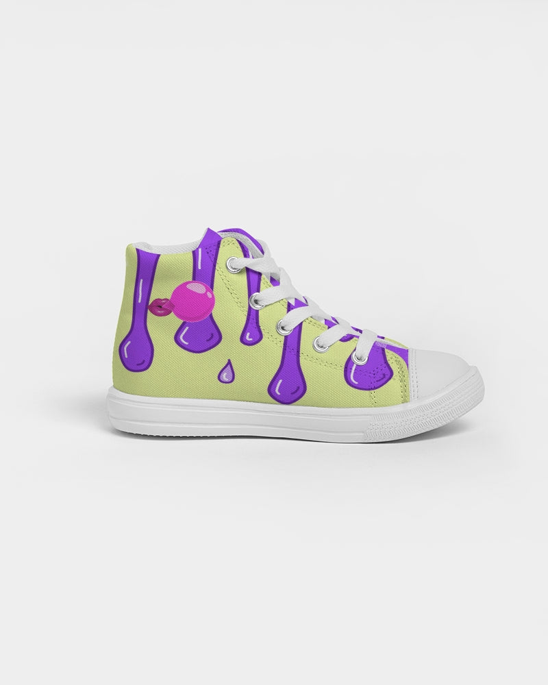 Pink Bubble Gum - Kiwi Grape Drip Kids Hightop Canvas Shoe
