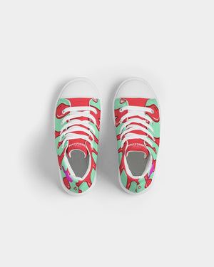 Pink Bubble Gum - Watermelon Drip Kids Hightop Canvas Shoe
