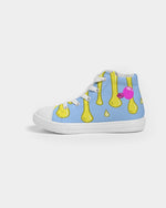 Pink Bubble Gum - Lemon Blue Drip Kids Hightop Canvas Shoe